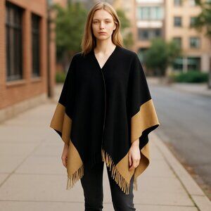 NWT  Rachel Roy Reversible Kimono Sweater Cardigan Cape Poncho Colorblock
